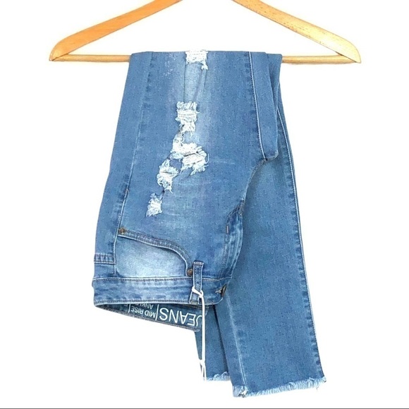 Gogo Jeans - Mid Rise Distressed Ankle Jeans - Picture 1 of 10